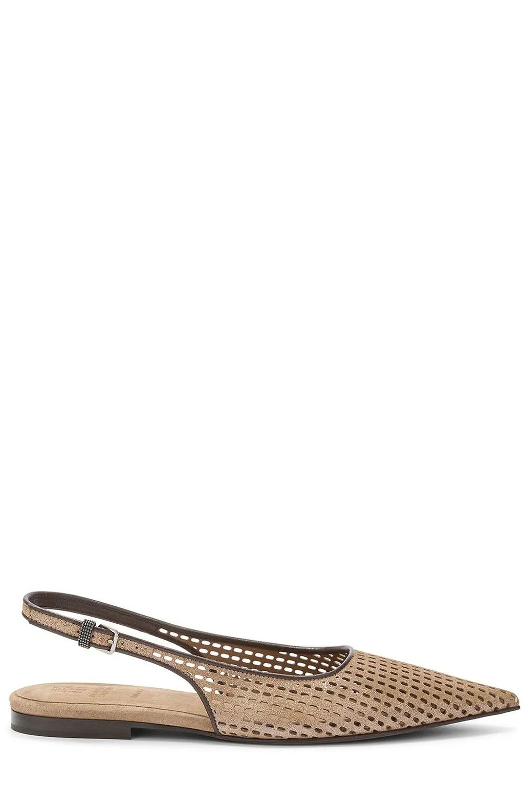 Brunello Cucinelli Perforated Slingback Flat Shoes