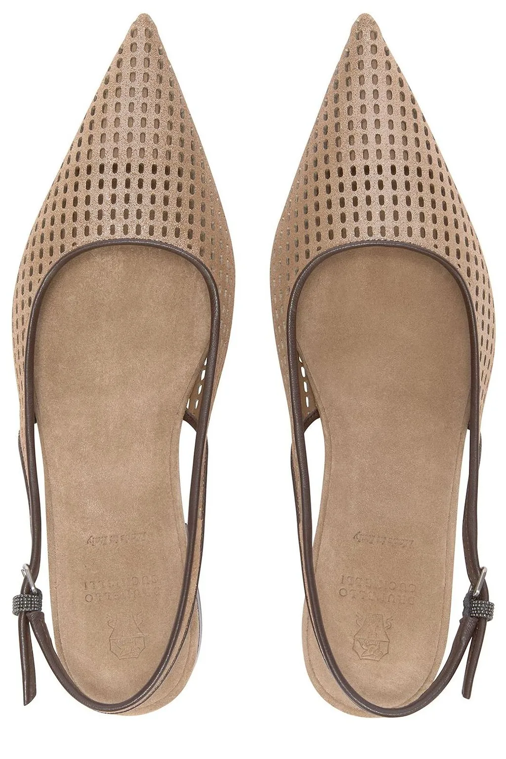 Brunello Cucinelli Perforated Slingback Flat Shoes