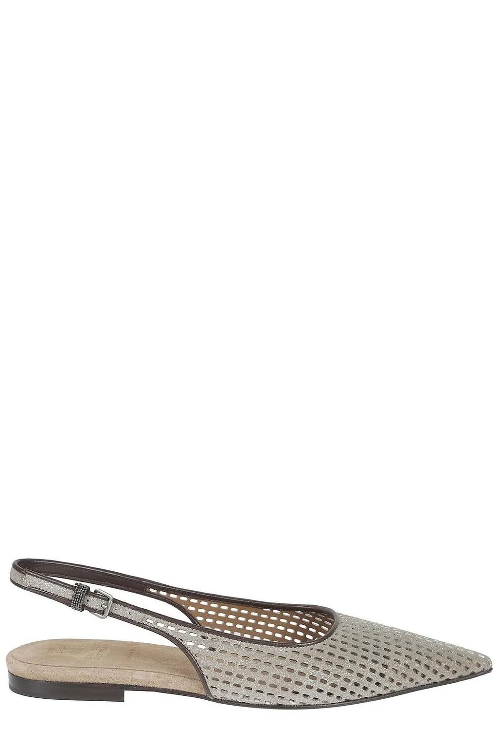 Brunello Cucinelli Pointed Toe Slingback Flats