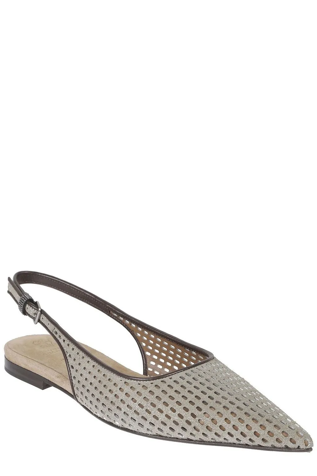 Brunello Cucinelli Pointed Toe Slingback Flats