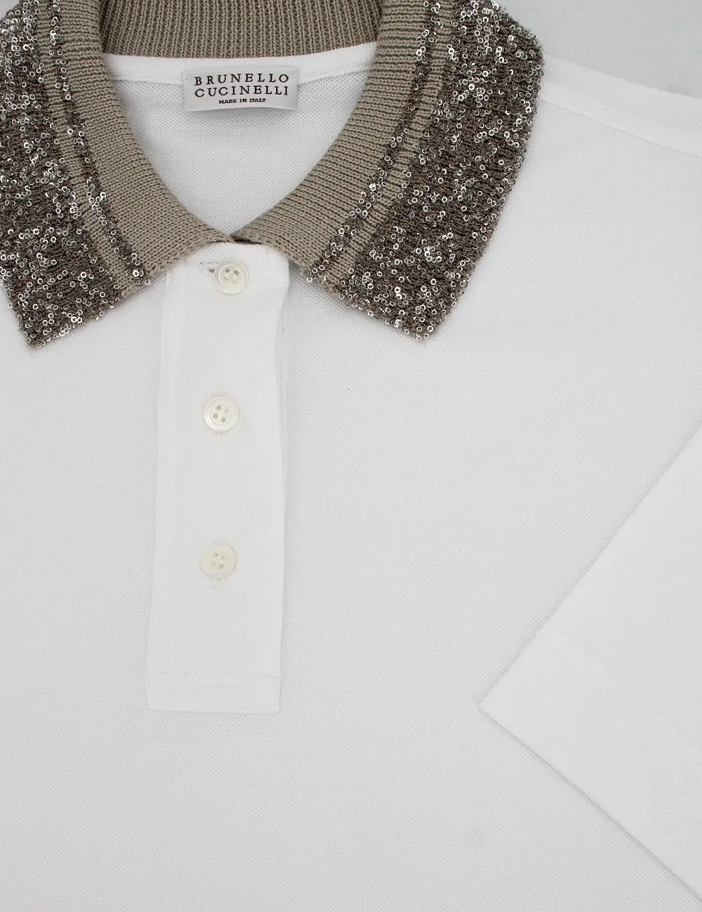 Brunello Cucinelli Sequinned Collar Jersey Polo Shirt