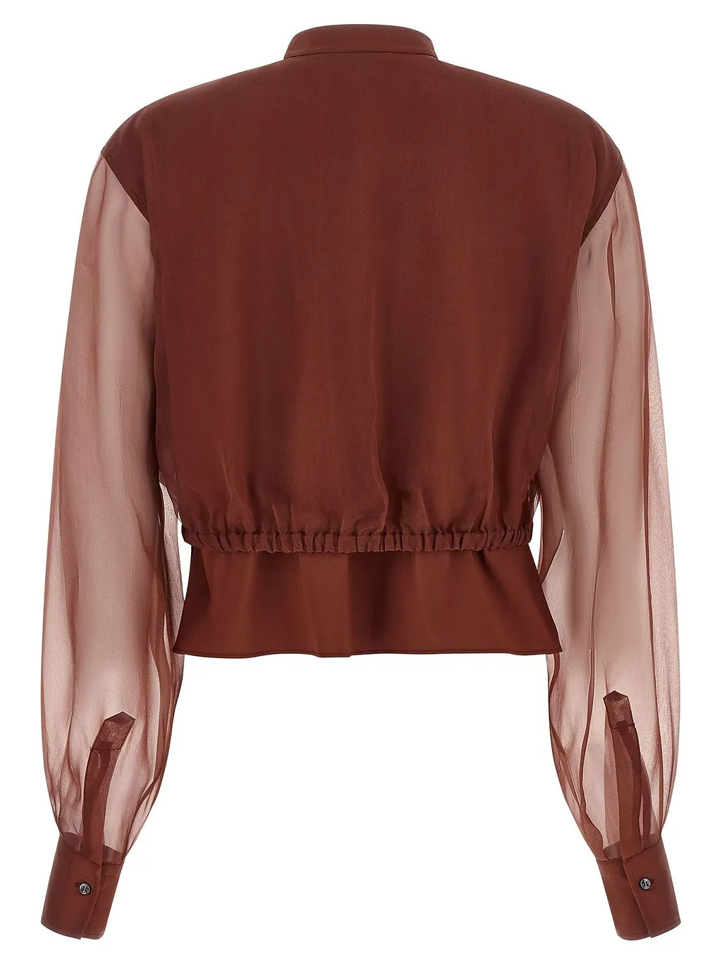 Brunello Cucinelli Sheer Sleeve Drawstring Top