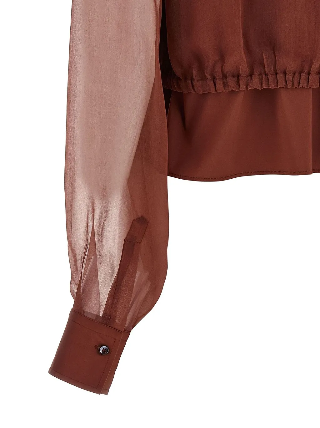 Brunello Cucinelli Sheer Sleeve Drawstring Top