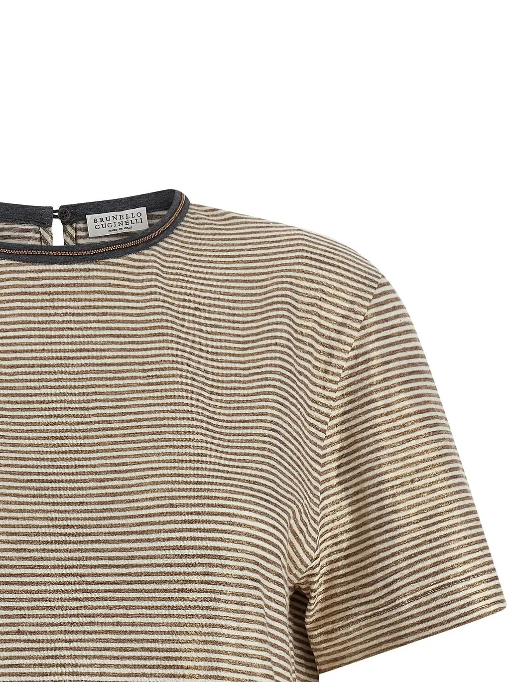Brunello Cucinelli Shiny Collar Detail T-Shirt