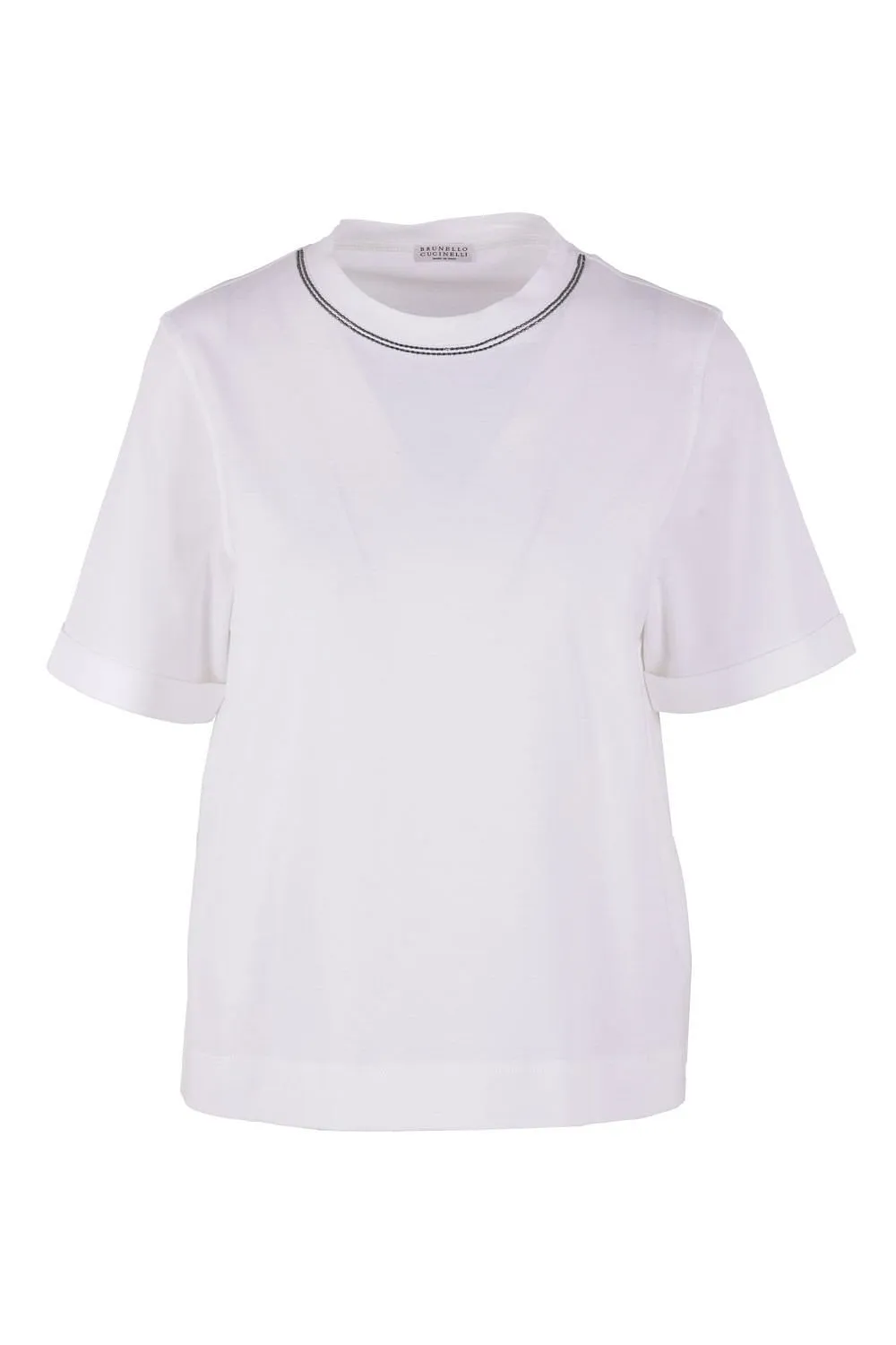 Brunello Cucinelli Shiny Trims Jersey T-Shirt