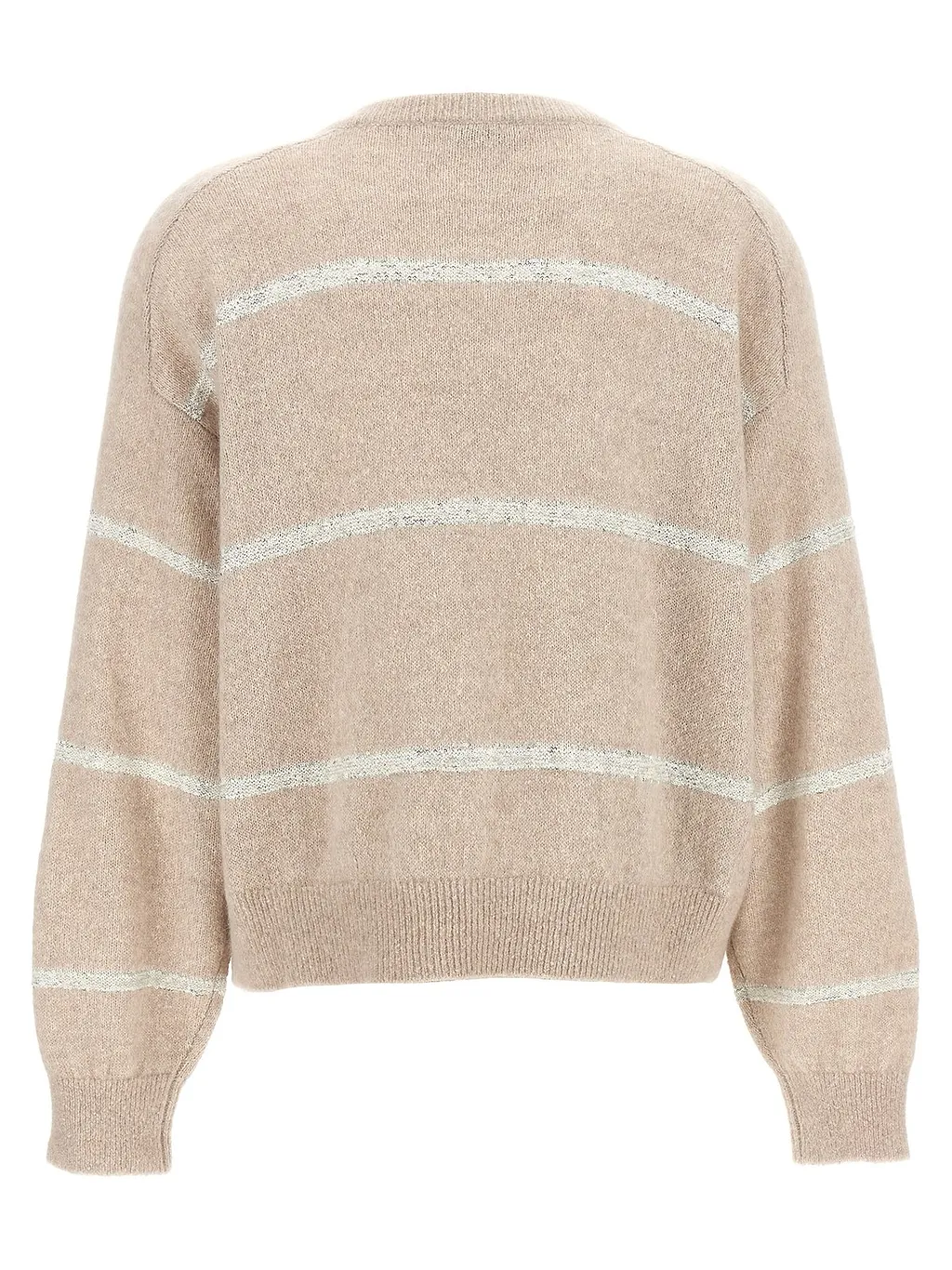 Brunello Cucinelli V-Neck Striped Knitted Jumper