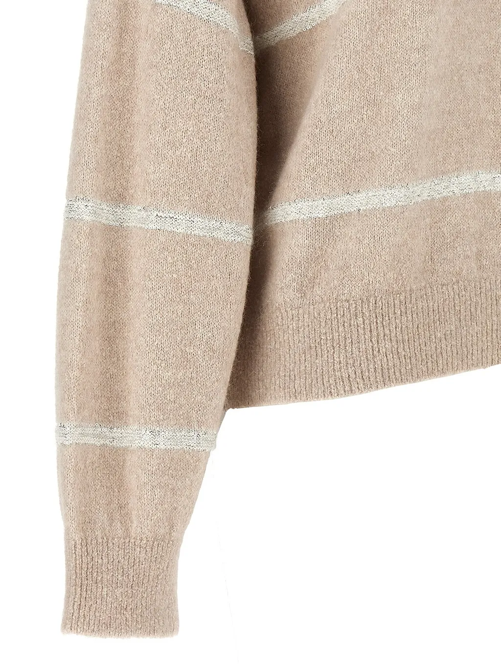 Brunello Cucinelli V-Neck Striped Knitted Jumper