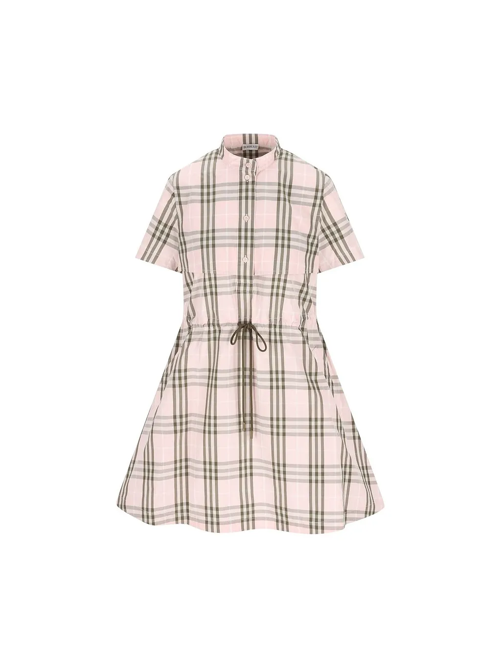 Burberry Checked Drawstring Waist Mini Dress