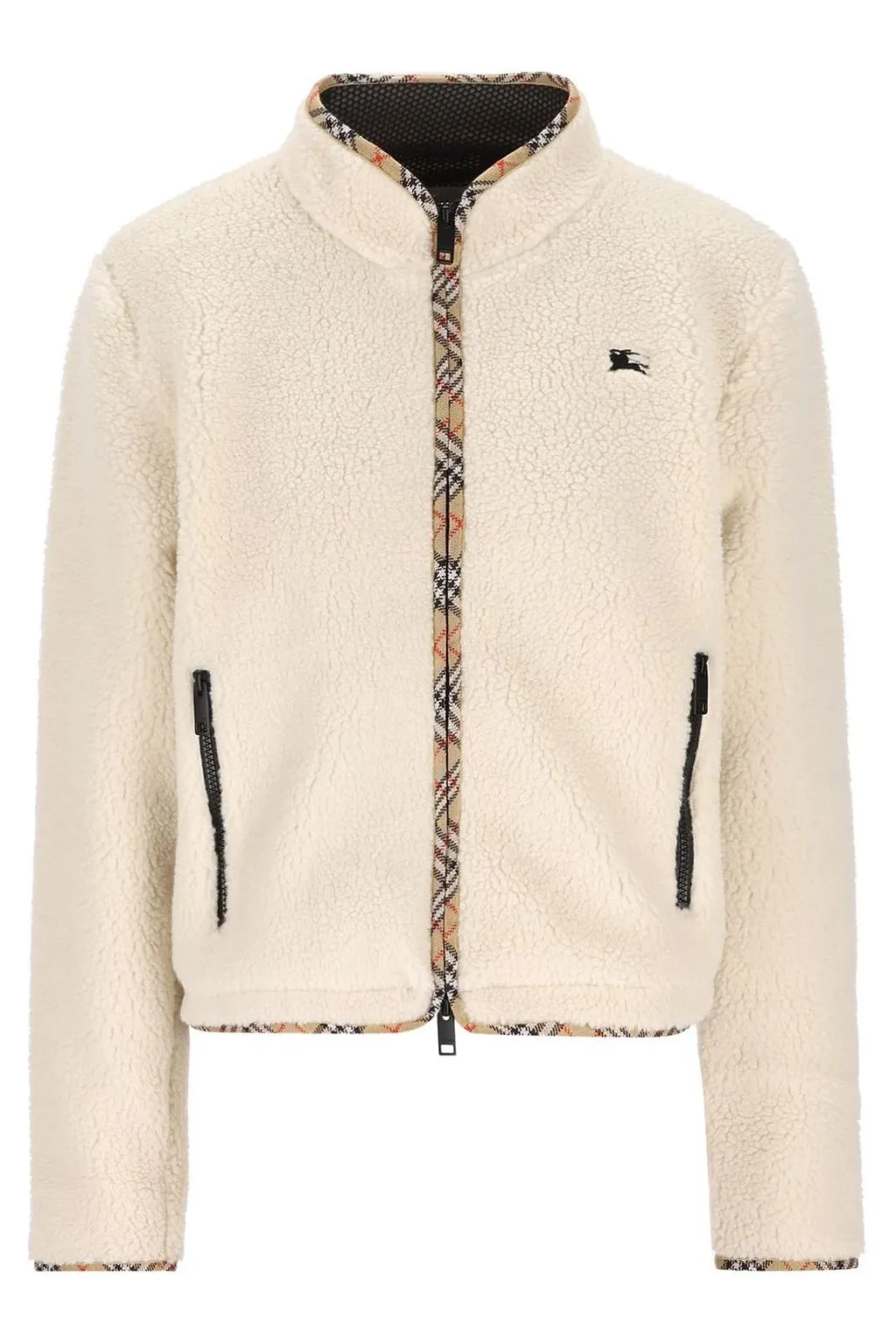 Burberry Checked Trim Fleece Jacket