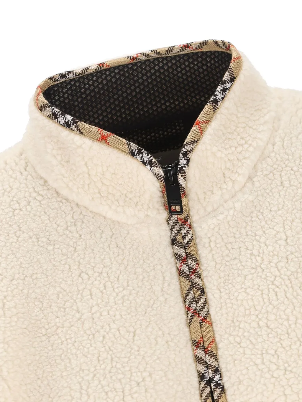 Burberry Checked Trim Fleece Jacket