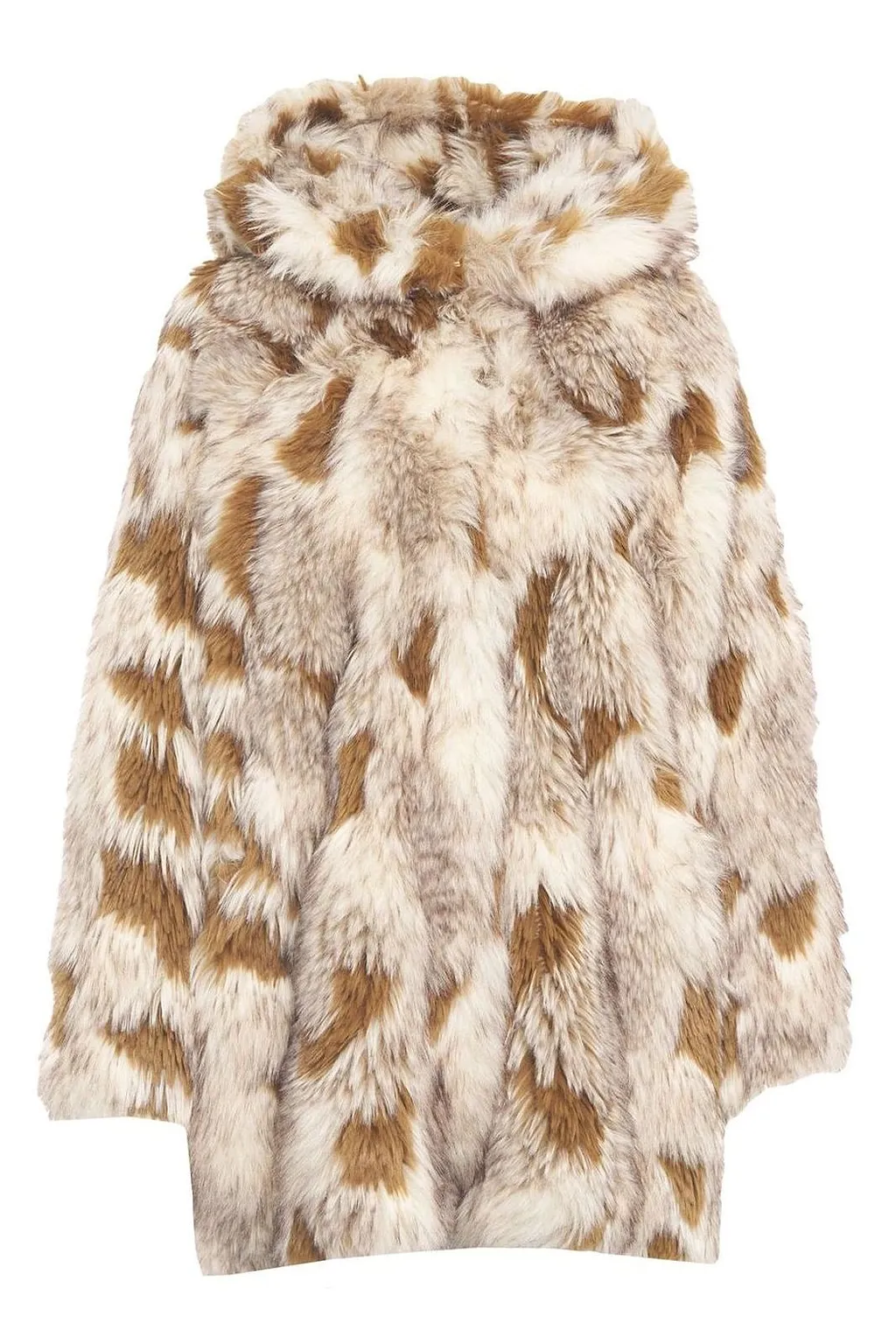 Animal-Printed Hooded Coat