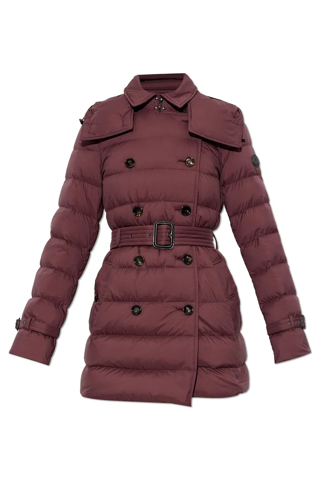 Burberry Double Breasted Belted Hooded Down Jacket