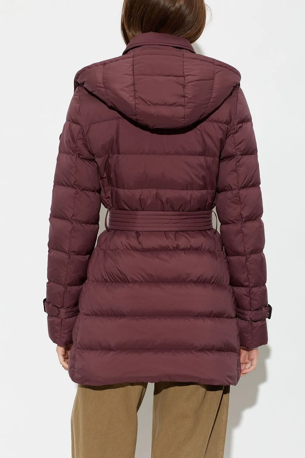 Burberry Double Breasted Belted Hooded Down Jacket