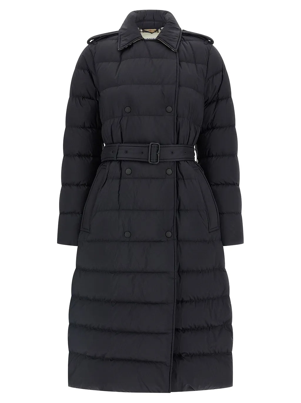 Burberry Belted Waist Hooded Padded Trench Coat