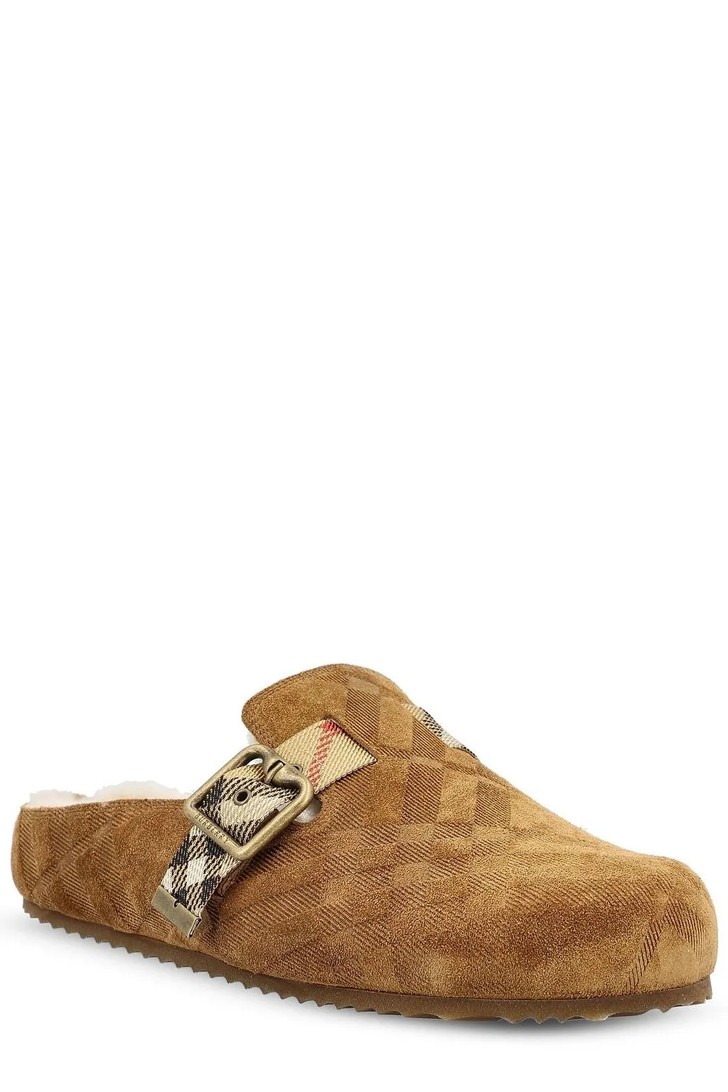 Burberry Check Shearling Urchin Clogs