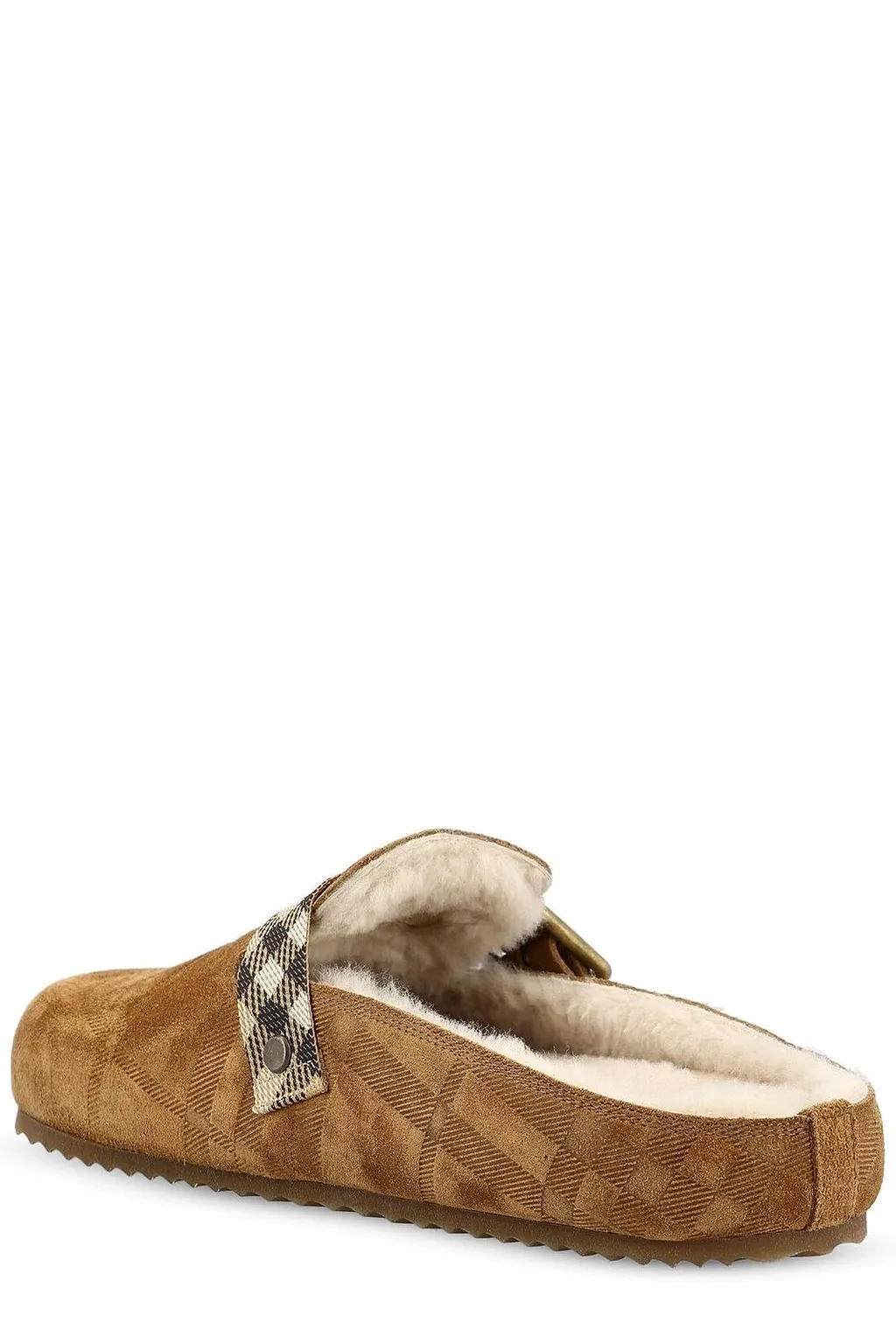 Burberry Check Shearling Urchin Clogs