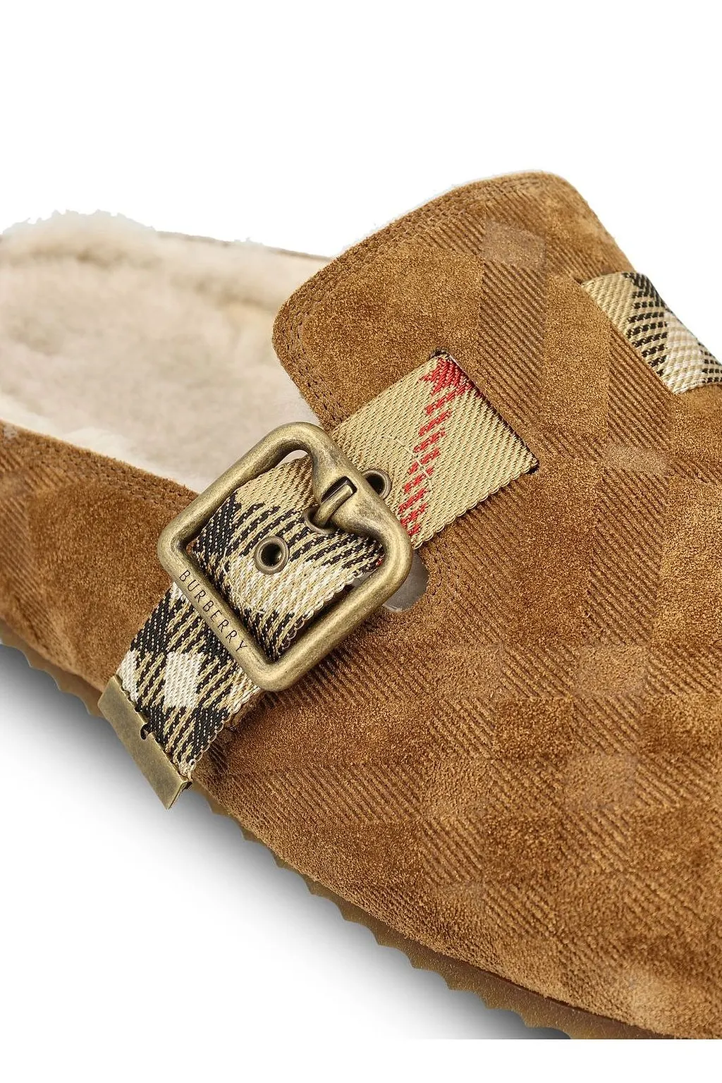 Burberry Check Shearling Urchin Clogs