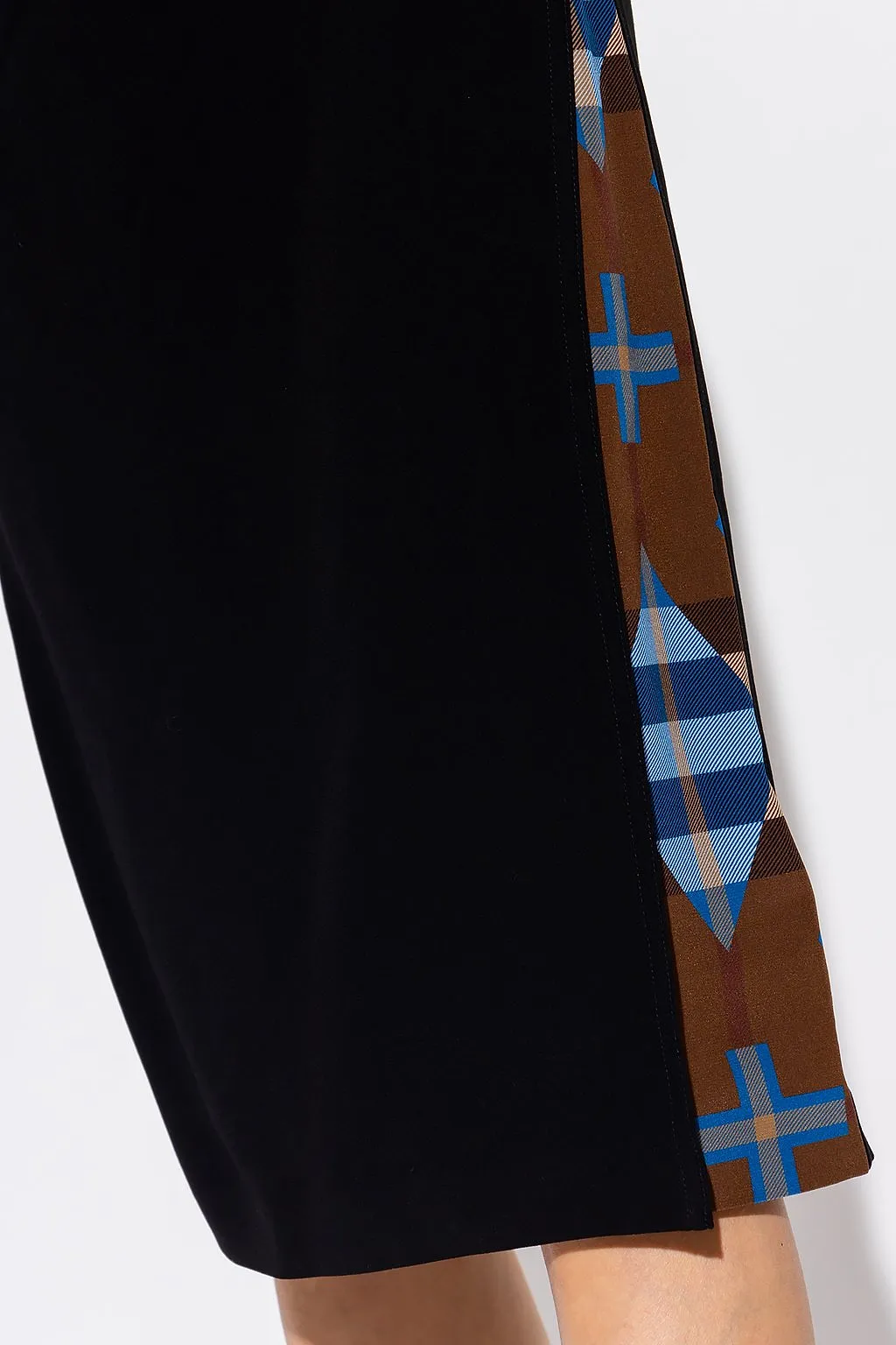 Burberry Check Patterned Ruched Midi Dress