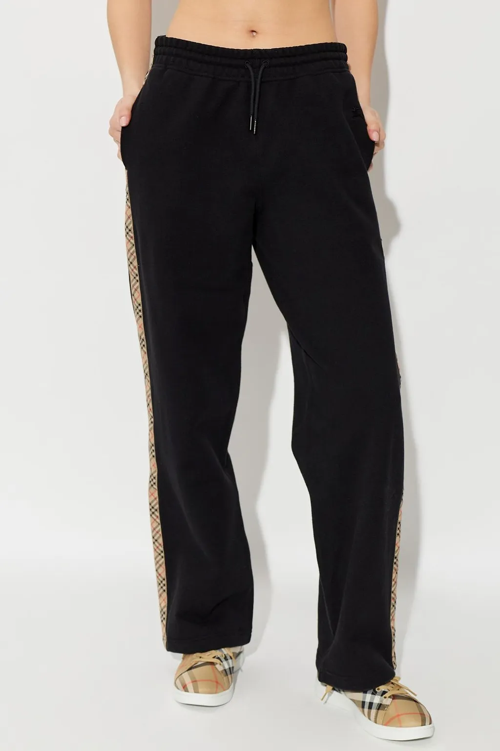 Burberry Check Trim Drawstring Track Pants