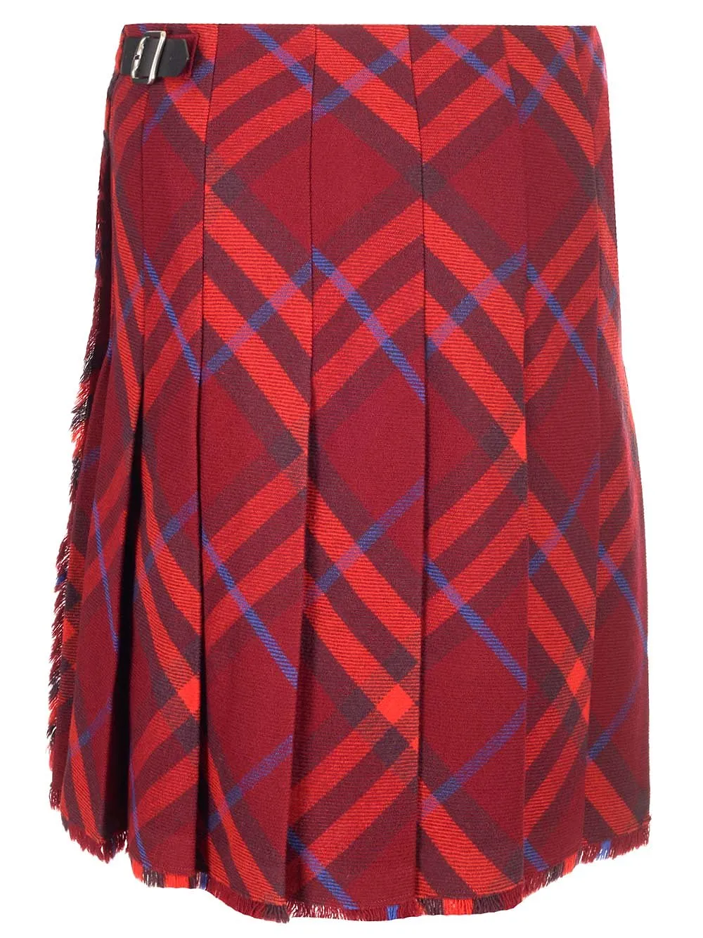 Burberry Plaid-Check Pleated Wrap Skirt