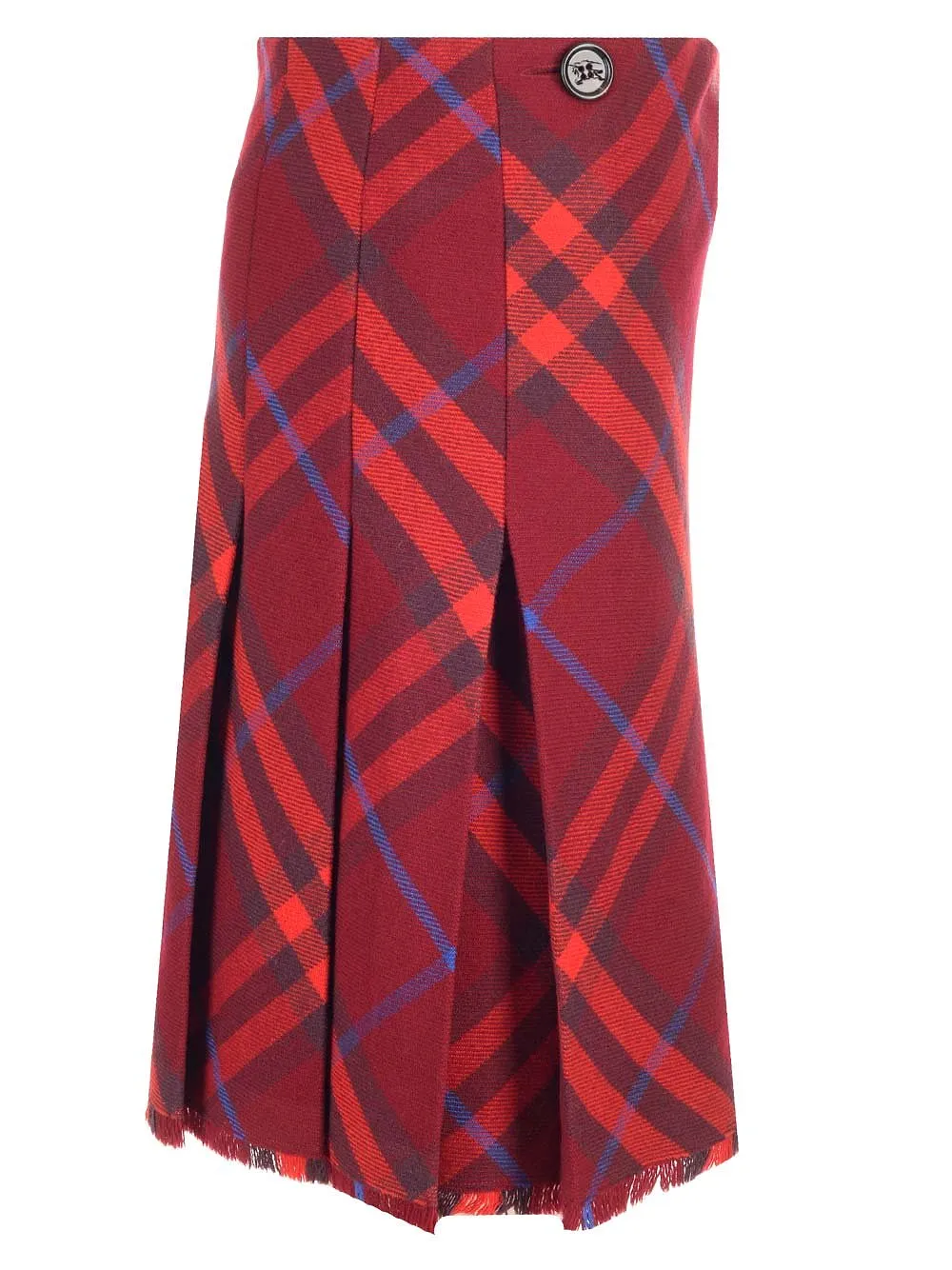 Burberry Plaid-Check Pleated Wrap Skirt