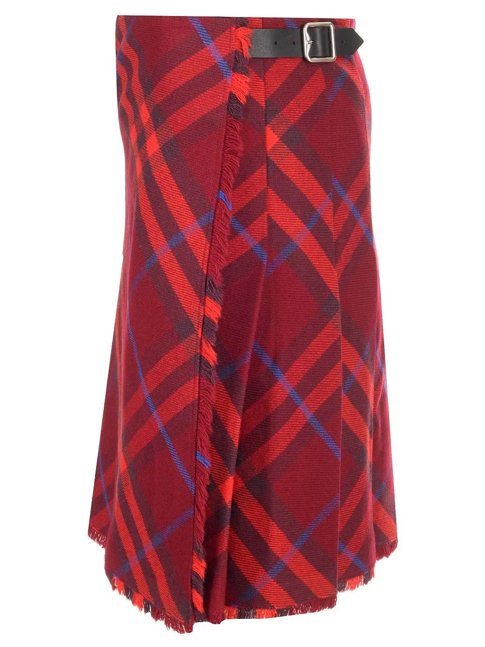 Burberry Plaid-Check Pleated Wrap Skirt