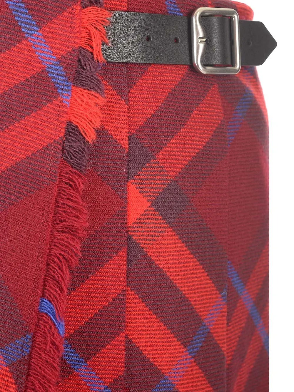 Burberry Plaid-Check Pleated Wrap Skirt