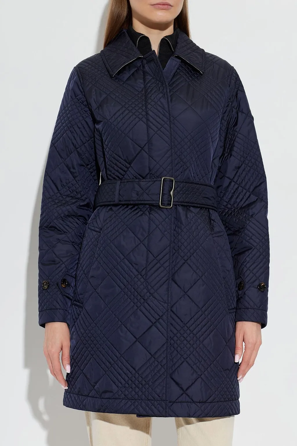Burberry Quilted Belted Long Coat