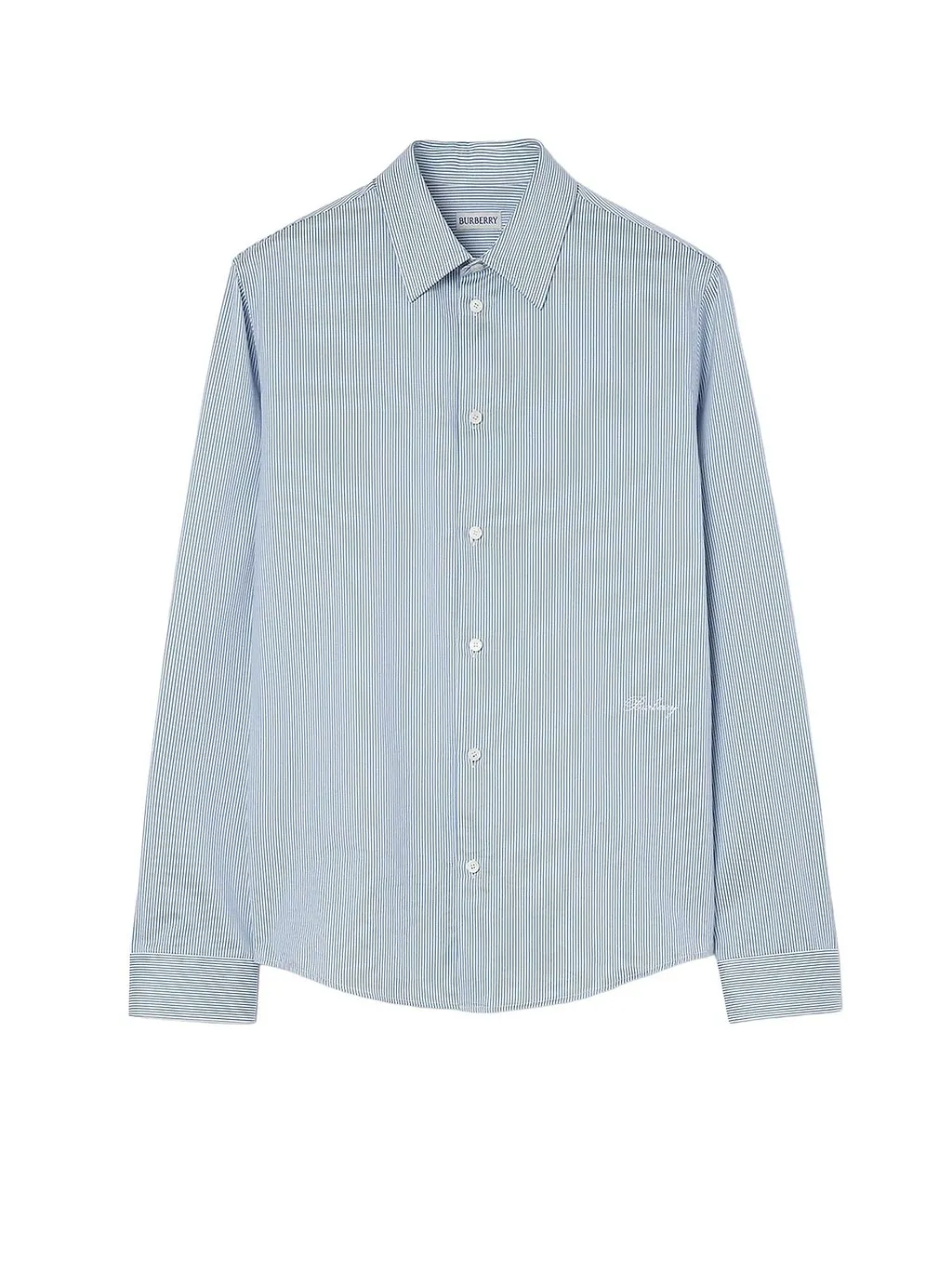 Burberry Striped Logo Embroidered Shirt