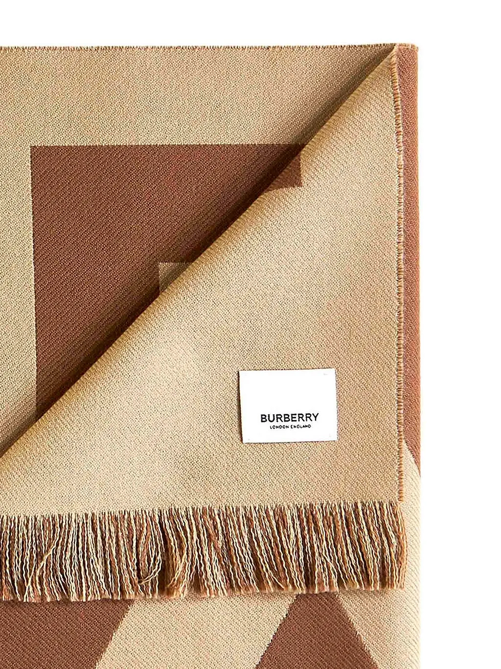 Burberry Logo Detailed Frayed Edge Scarf