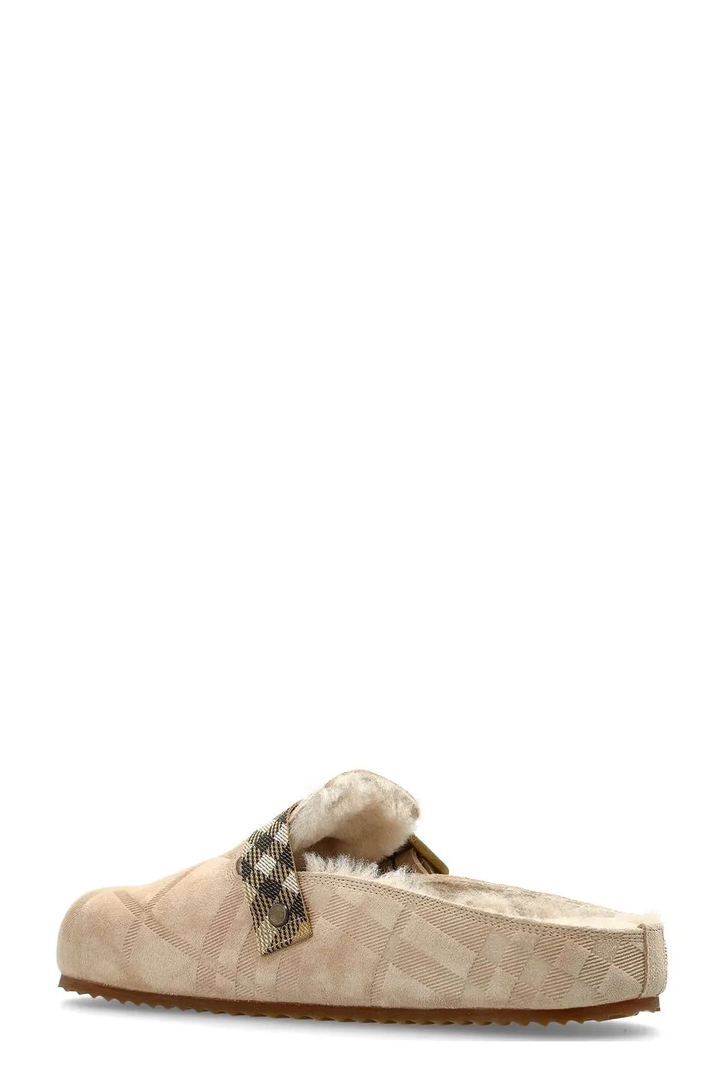 Burberry Check Shearling Urchin Clogs