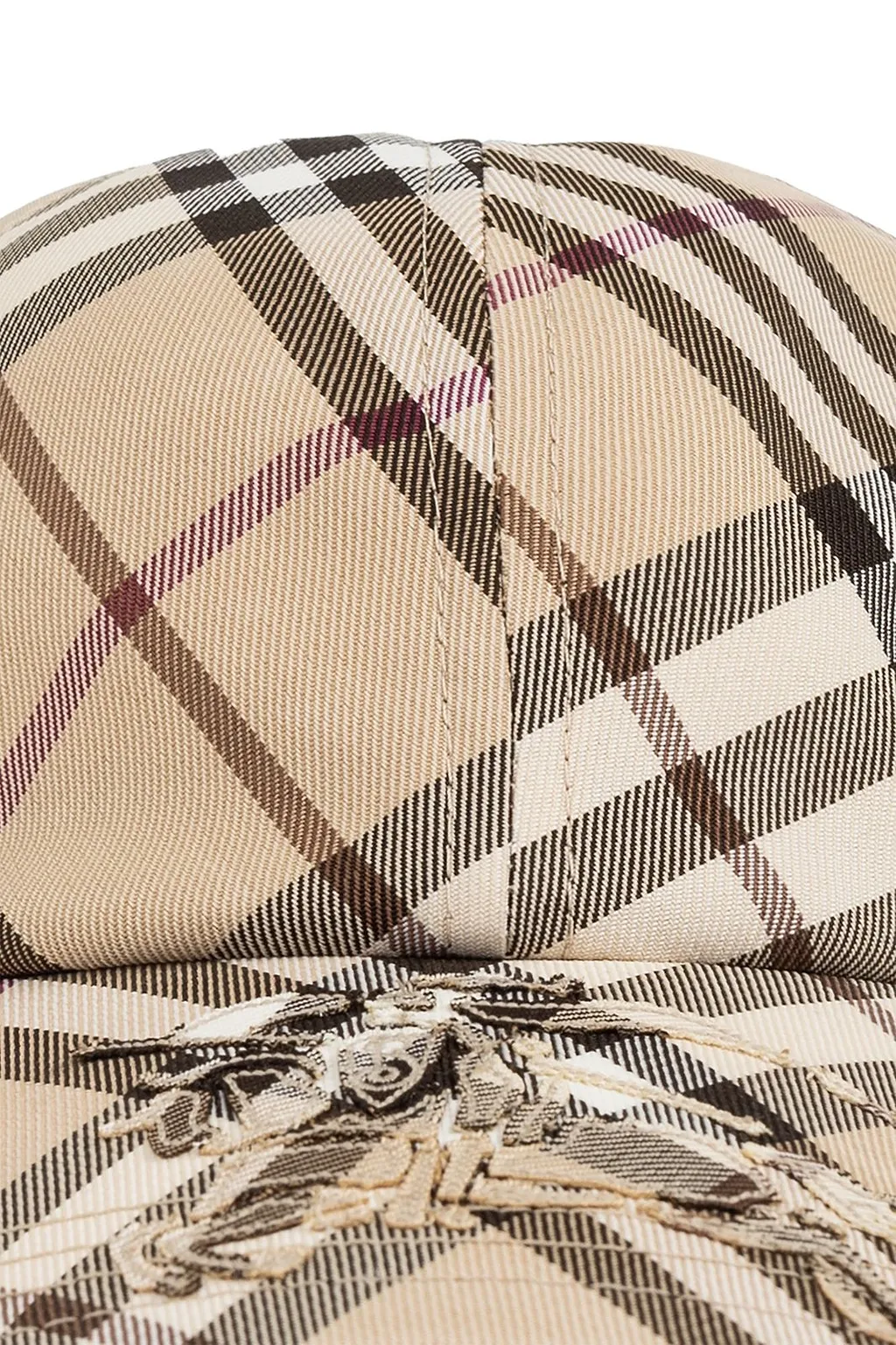 Burberry Logo Detailed Checked Curved Peak Cap