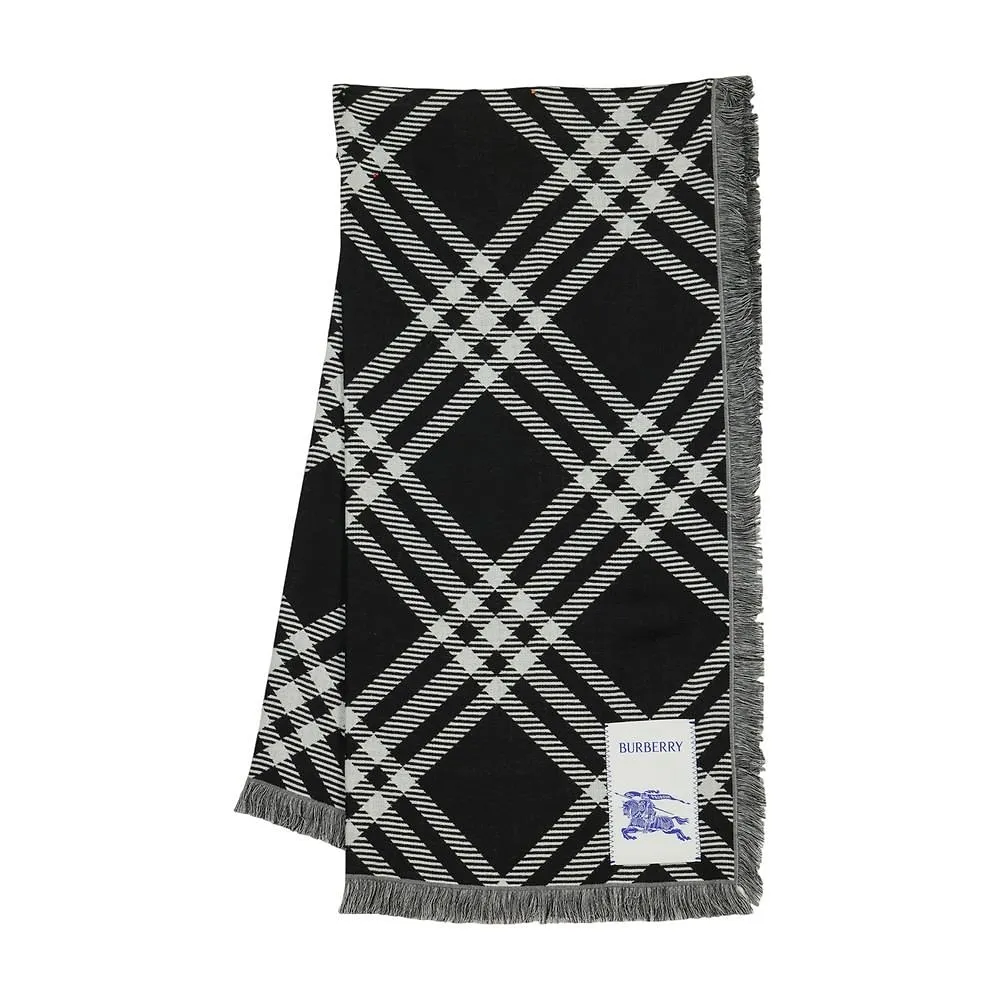 Burberry Wide Check Fringed-Edge Scarf