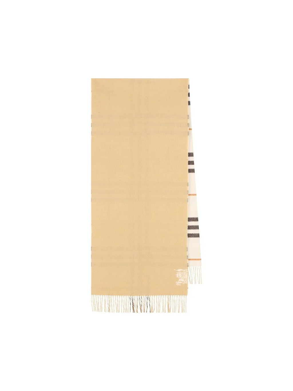 Burberry Wide Reversible Checked Fringed Scarf