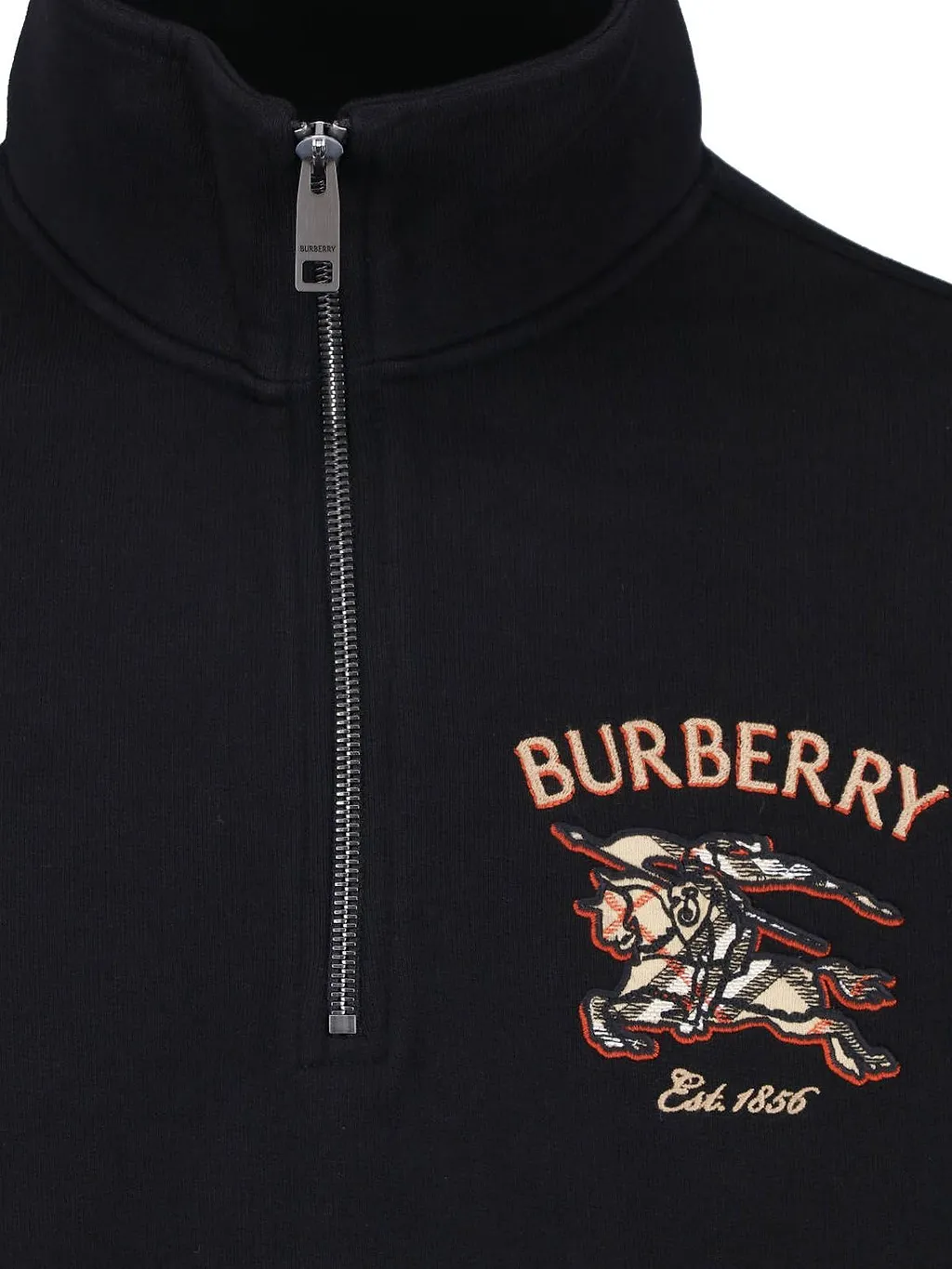 Burberry Zip-Neck Logo Knitted Sweater