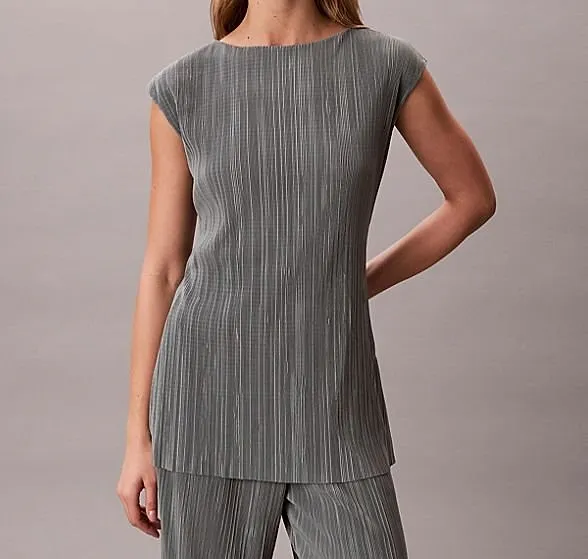 Calvin Klein Pleated Cap Sleeve Top