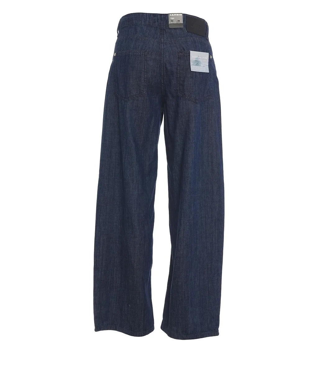 Cambio Baggy Drawstring Loose-Fit Jeans