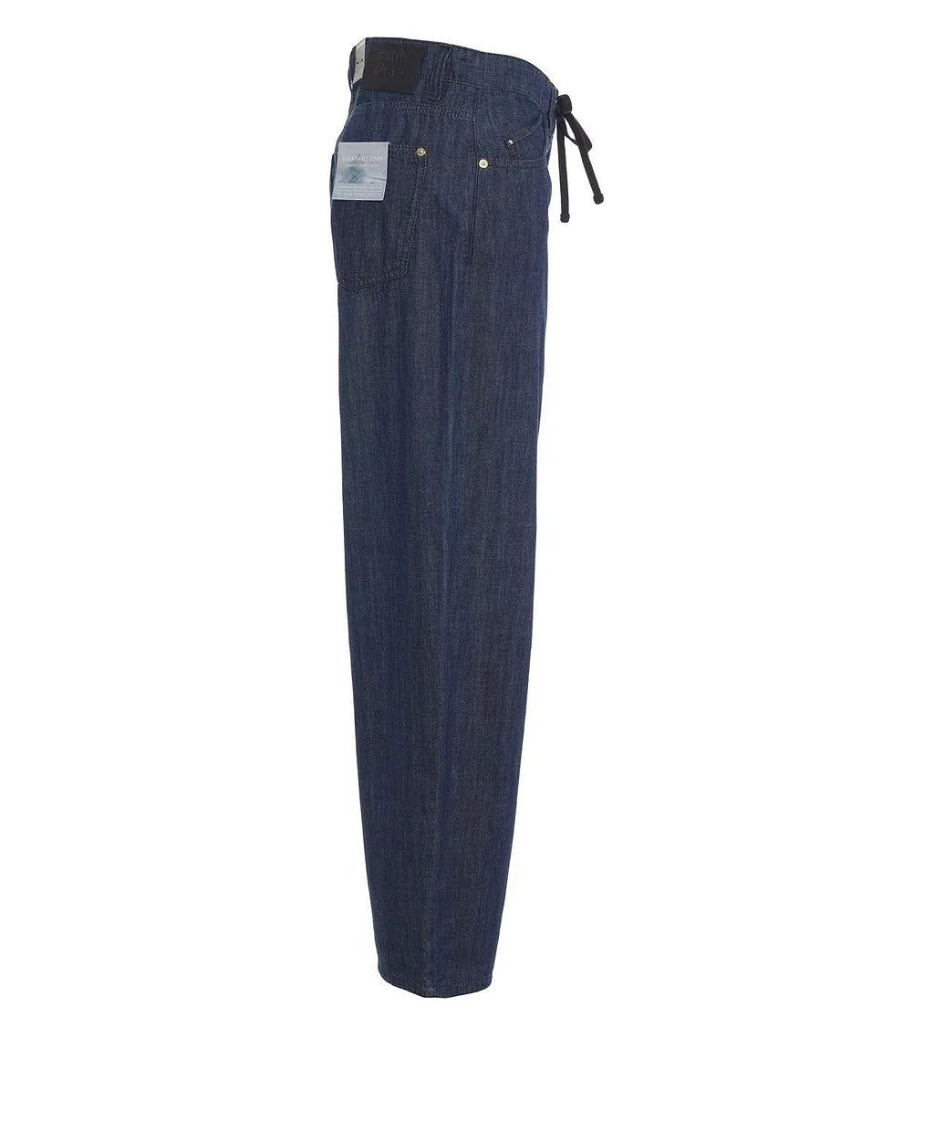 Cambio Baggy Drawstring Loose-Fit Jeans