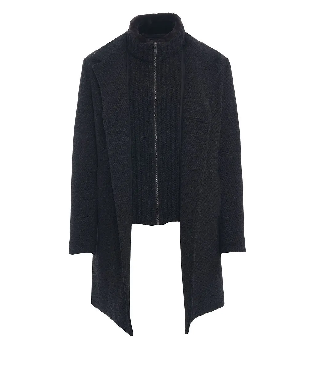 Cambio Knit-Panel Single Breasted Coat