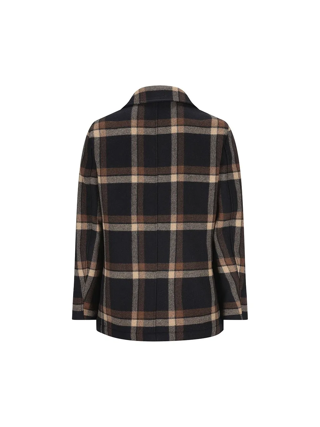 Island Checked Double-Breasted Peacoat