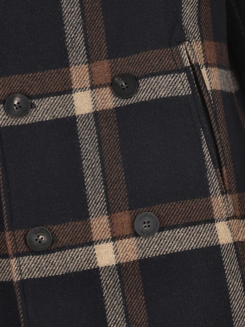 Island Checked Double-Breasted Peacoat