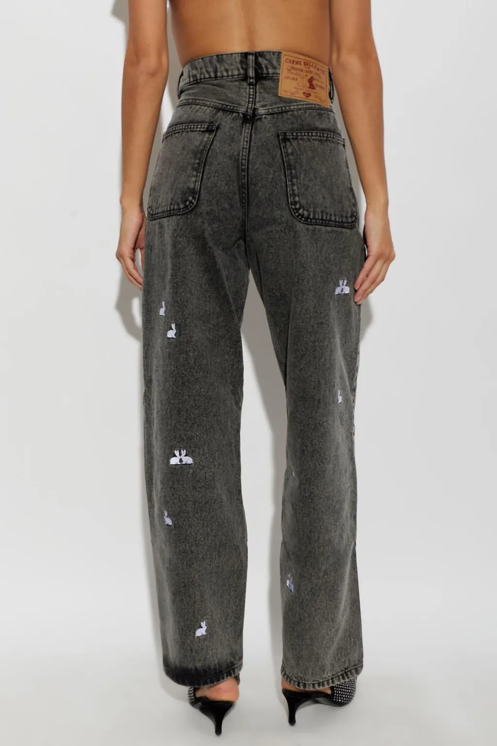Carne Bollente Embroidered Wide-Leg Jeans