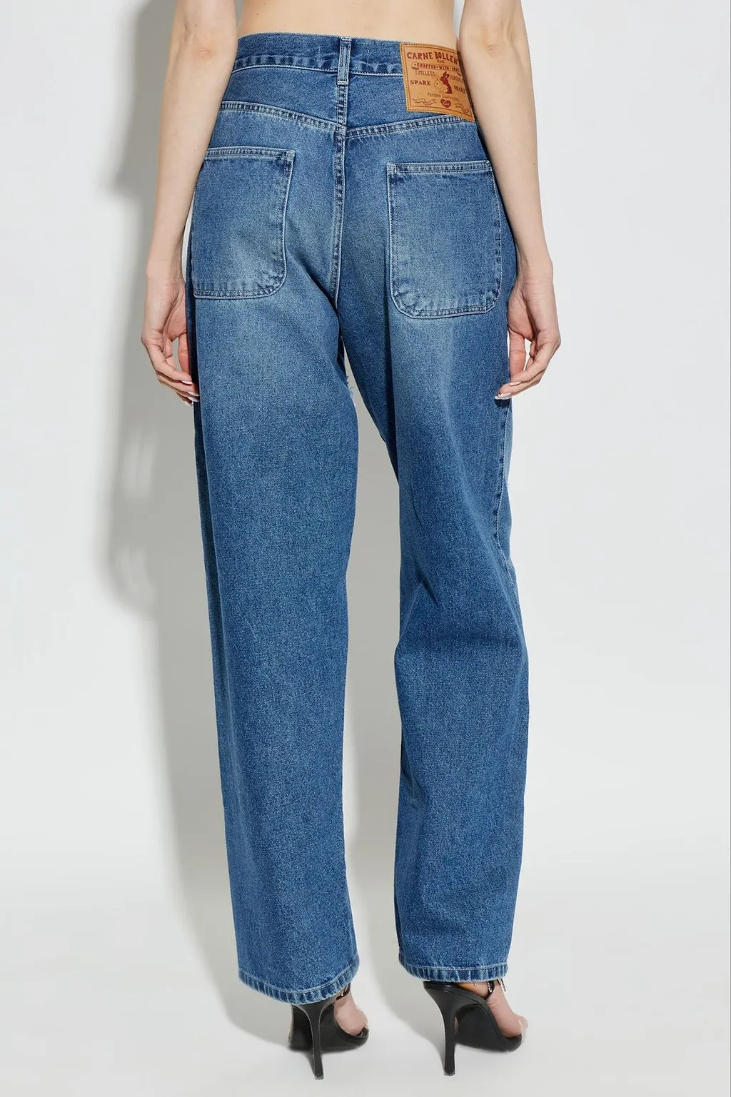 Carne Bollente Frayed Heart Wide-Leg Jeans