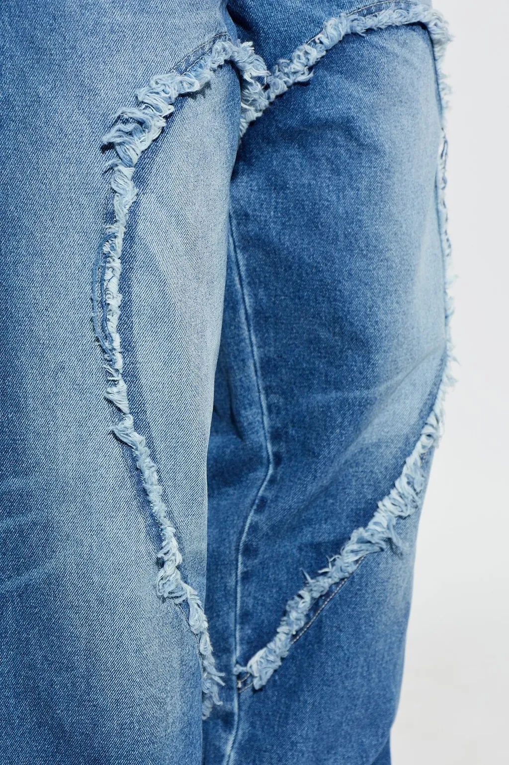Carne Bollente Frayed Heart Wide-Leg Jeans