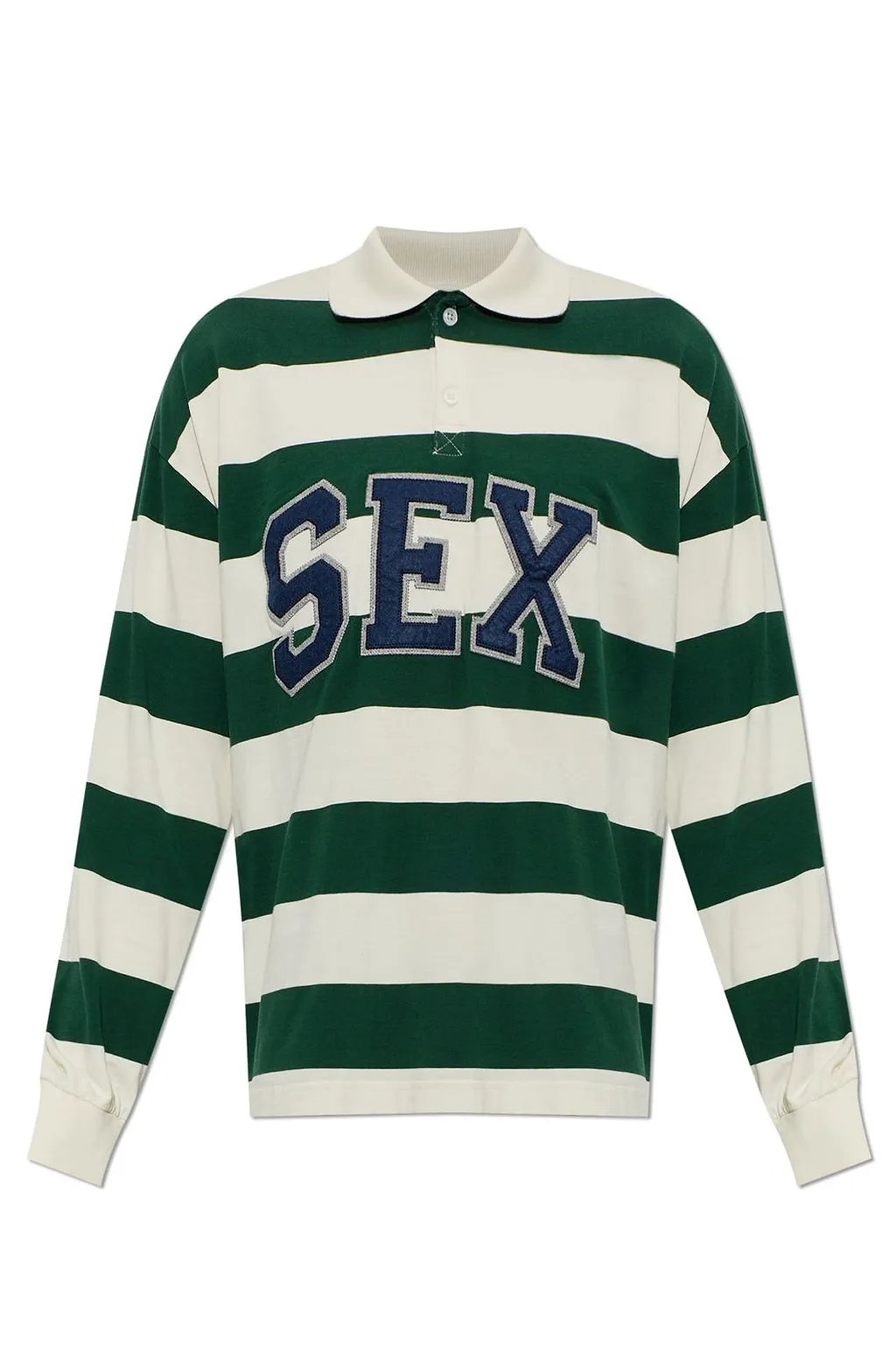 Striped Logo Long Sleeve Polo Shirt