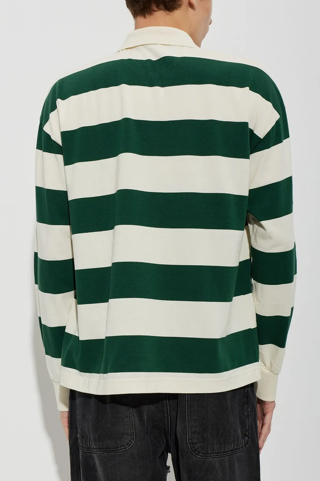 Striped Logo Long Sleeve Polo Shirt