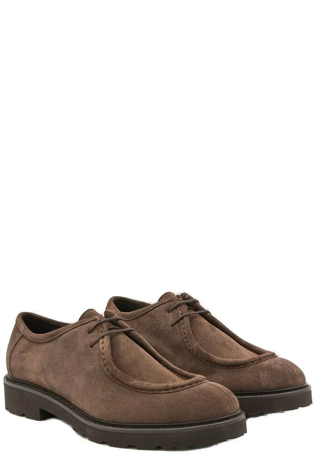 Canali Round-Toe Lace-Up Flat Shoes
