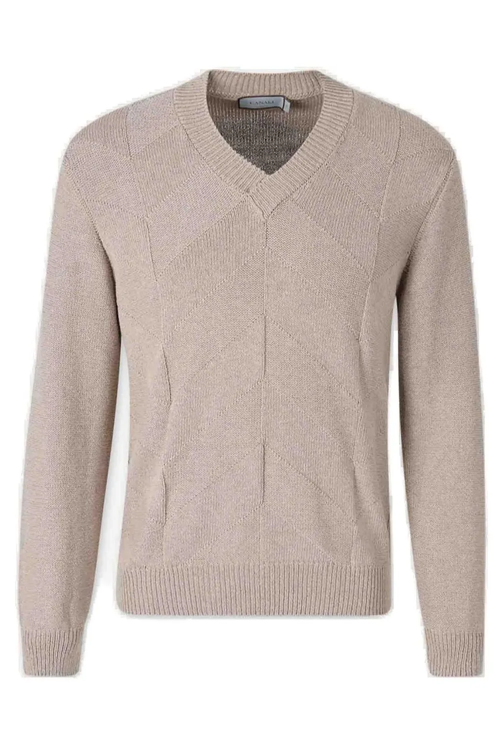Canali Structured Patterned V-Neck Jumper