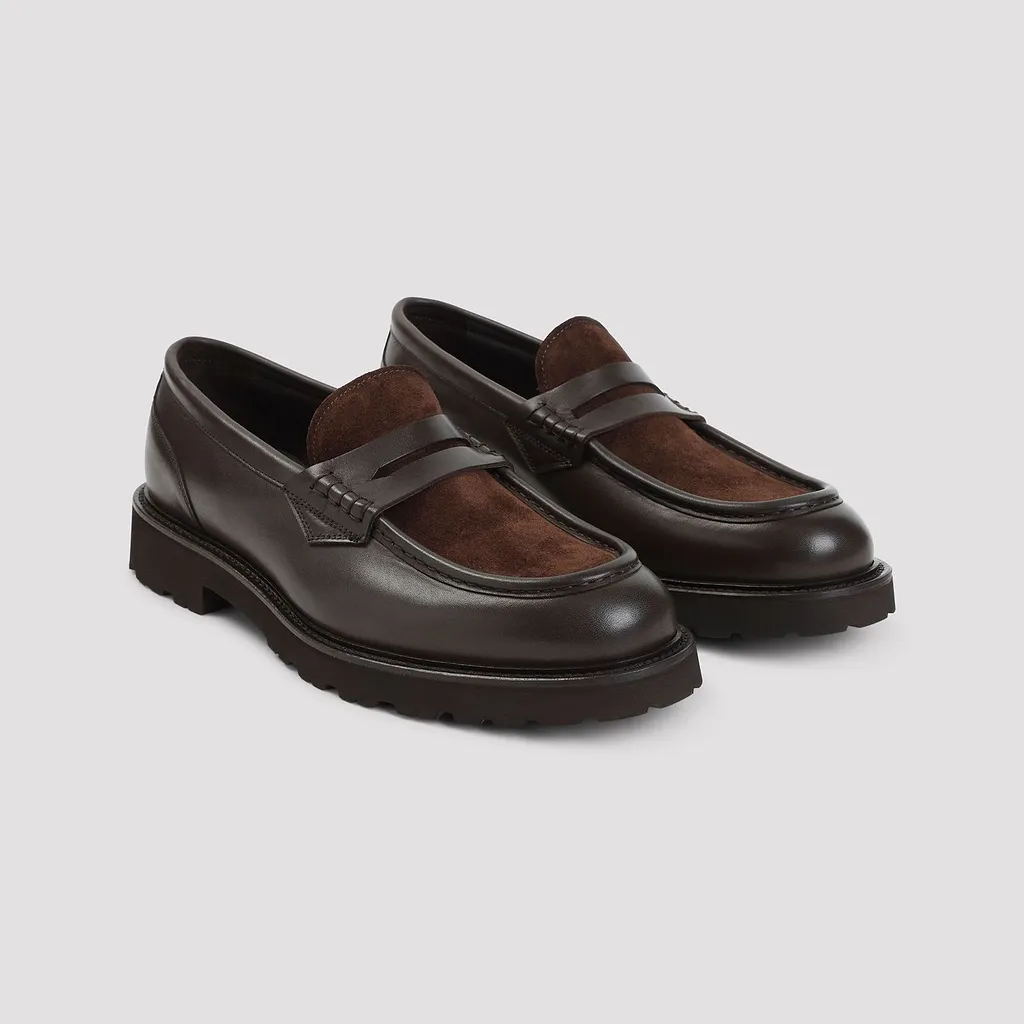 Canali Suede Trim Penny Loafers