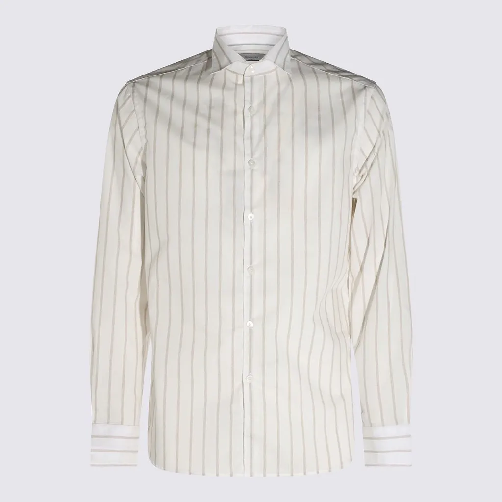 Canali Striped Band-Collar Shirt